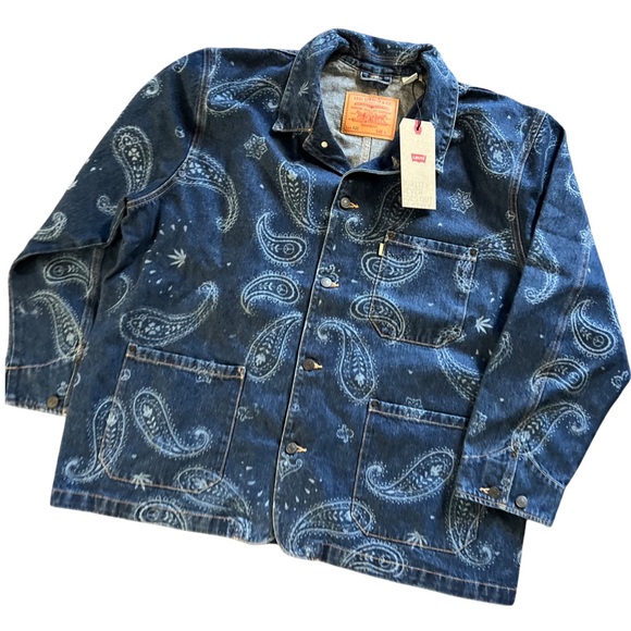 Levi’s X Snoop Dogg LOT 420 Paisley Denim Trucker Jacket Green Tab Unreleased - Picture 6 of 16